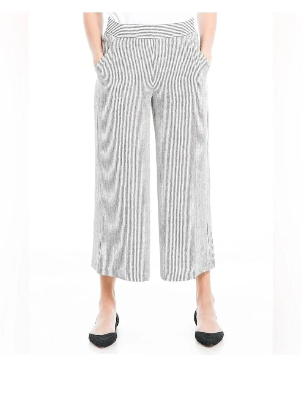 Max Studio Stripe Polka dot Wide Leg Flare Crop Casual Pants Trousers size XXL